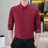 Japanese-style three-quarter sleeve trendy Harajuku style shirt, summer fashion trendsetting men's solid color youthful and popular shirt Application Scenario